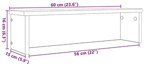 Racks de cozinha empilhável 2 pcs 60x15x16 cm cinzento sonoma