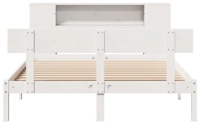 Cama com estante sem colchão 160x200 cm pinho maciço branco