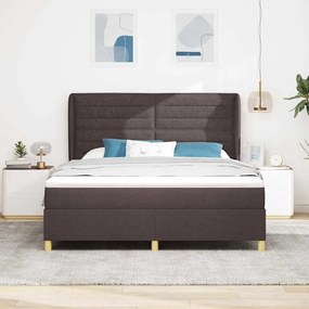 Cama Box Spring com Colchão vidaXL Marrom Escuro 180x200 cm Tecido