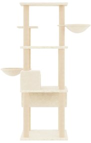 Árvore para gatos c/ postes arranhadores sisal 141 cm cor creme