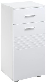 Kleankin Armário Auxiliar Casa Banho Móvel Prático com Porta Gaveta Prateleira Ajustável 35x30x77,5 cm Branco Moderno | Aosom Portugal
