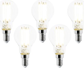 Conjunto de 5 lâmpadas LED E14 P45 transparentes 2,2 W 470 lm 2700 K