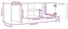 Móvel de TV 102x35x36,5cm madeira processada branco brilhante