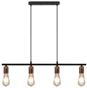 281433 vidaXL Candeeiro teto lâmpadas incandescência 2W preto/cobre 80cm E27