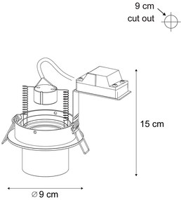 Conjunto de 6 focos embutidos bege GU10 50mm redondos giratórios e inclináveis - Installa Moderno