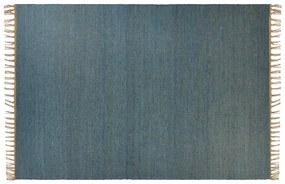 Tapete de juta azul turquesa e castanho 160 x 230 cm LUNIA Beliani