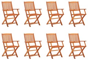 vidaXL Cadeiras de jardim dobráveis 8 pcs eucalipto maciço