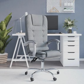 vidaXL Cadeira massagens escritório reclinável tecido cinzento-claro