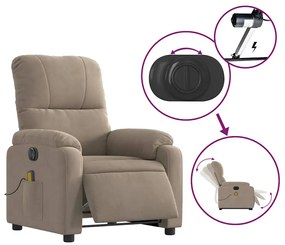 Poltrona reclinável elétrica microfibra cinzento-acastanhado