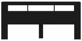 Cabeceira de Armazenamento vidaXL com Luzes LED Madeira Preta 220x18,5