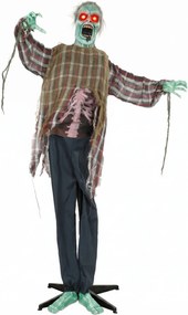 HOMCOM Zumbi Animado de Halloween em Tamanho Real, 170 cm, com Ativação por Som e Toque, Decoração Assustadora | Aosom Portugal
