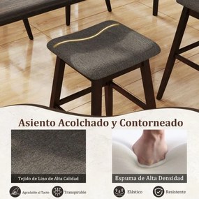 Conjunto de 2 bancos 50 x 50 x 76 cm giratórios de bar 360° com assento acolchoado, apoio para os pés e pernas em madeira de borracha