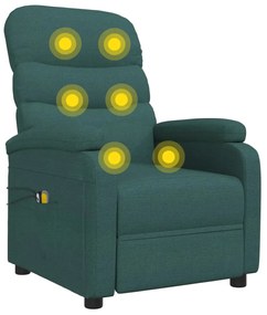 Poltrona de massagens elétrica tecido verde-escuro