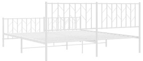 Estrutura de cama com cabeceira e pés 183x213 cm metal branco