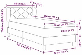 Cama Box Spring vidaXL com Colchão Castanho Escuro 80x200 cm Tecido