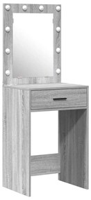 Conjunto de Mesa de Maquiagem de 3 Peças com LED Cinza Sonoma em Madei