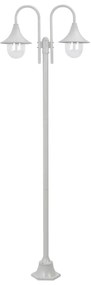 Candeeiro de pé p/ jardim c/ 2 braços E27 220cm alumínio branco