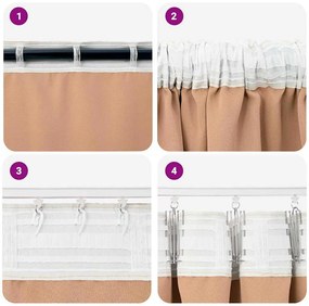 Cortinas 2 pcs Castanho-claro 260 x 140 cm Poliéster