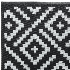 Tapete de exterior Ø160 cm ARAKIL PP Branco e Preto