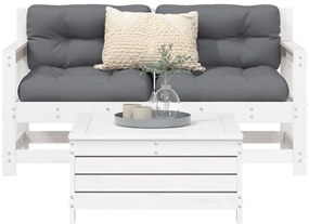 3 pcs conjunto sofás de jardim madeira de pinho maciça branco