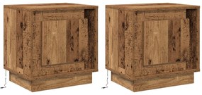 Cômodas de cabeceira  com luzes LED 2 pcs Madeira velha 44x34,5x45 cm