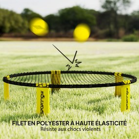 Conjunto de Mini Voleibol de Praia com 3 Bolas, 92 x 92 x 20 cm, Estrutura Dobrável, Amarelo