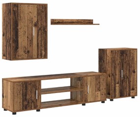 vidaXL Conjunto de móvel de TV 4 pcs Madeira Antiga Madeira processada