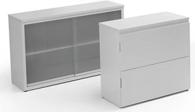 Armário de Escritório com Portas de Vidro Fosco – 800x800x420 mm (Sem Tampo)