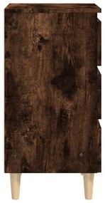 Mesas cabeceira pernas madeira 2pcs 40x35x69 cm carvalho fumado