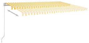 Toldo retrátil manual com LED 500x300 cm amarelo e branco