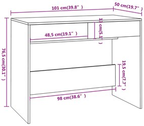 Secretária 101x50x76,5 cm branco brilhante