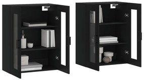 Móveis de parede 2 pcs derivados de madeira preto