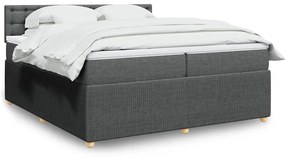 Cama com molas/colchão 200x200 cm tecido cinzento-escuro