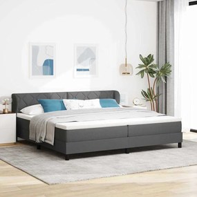 vidaXL Cama Box com colchão Cinzento escuro 200 x 200 cm tecido