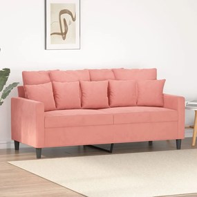 vidaXL Sofá de 2 lugares veludo 140 cm rosa