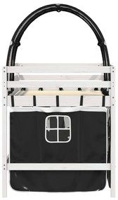 Cama alta criança c/ túnel 90x190 cm pinho maciço branco/preto