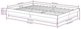 Estrutura de cama casal 135x190 cm madeira maciça preto