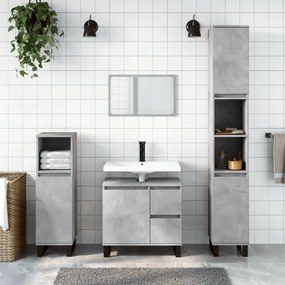 vidaXL 3 pcs conj. móveis casa banho derivados madeira cinza cimento