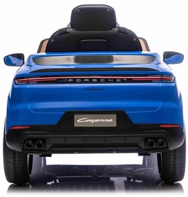 Carro elétrico para crianças Porsche Cayenne 12V com tração traseira – Licença oficial, bateria de lítio, comando remoto 2,4 GHz, leitor MP3, luzes LE