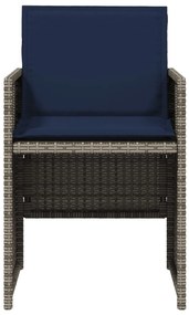 Cadeiras de jardim com almofadões 4 pcs vime PE cinzento