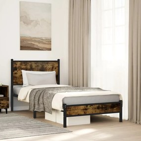 Estrutura de cama sem colchão 90x190 cm metal carvalho fumado