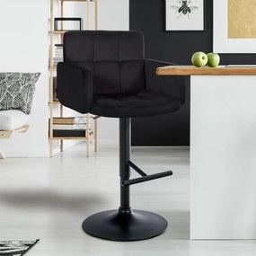 Banco de bar Los Angeles em veludo com estrutura preta 93-113 x 60 x 56 cm Preto