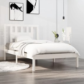 vidaXL Estrutura de cama 100x200 cm pinho maciço branco