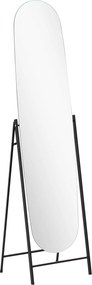 HOMCOM Espelho de Pé Arqueado 160x40 cm Espelho de Corpo Inteiro sem Moldura com Suporte de Metal Preto | Aosom Portugal