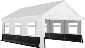 Outsunny Tenda para Festas 4x6 m Tenda de Jardim com Paredes Removíveis 2 Portas e Janelas UPF30+ para Casamentos Cinza e Branco | Aosom Portugal