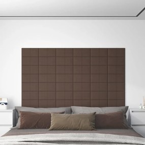 vidaXL Painel de parede 12pcs 30x15cm tecido 0,54 m² cinza-acastanhado