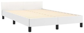 Estrutura de Cama Salu com Cabeceira em Couro Artificial Branco - 120x