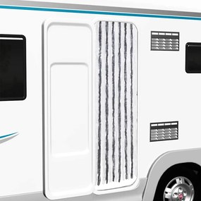 vidaXL Cortina anti-insetos 56x185 cm chenille cinzento e branco