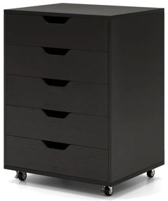 Armário de arquivo móvel com 5 gavetas, 48 ​​x 39,5 x 65,5 cm, natural