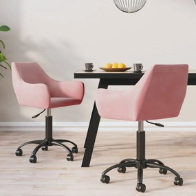 vidaXL Cadeiras de jantar giratórias 2 pcs veludo rosa